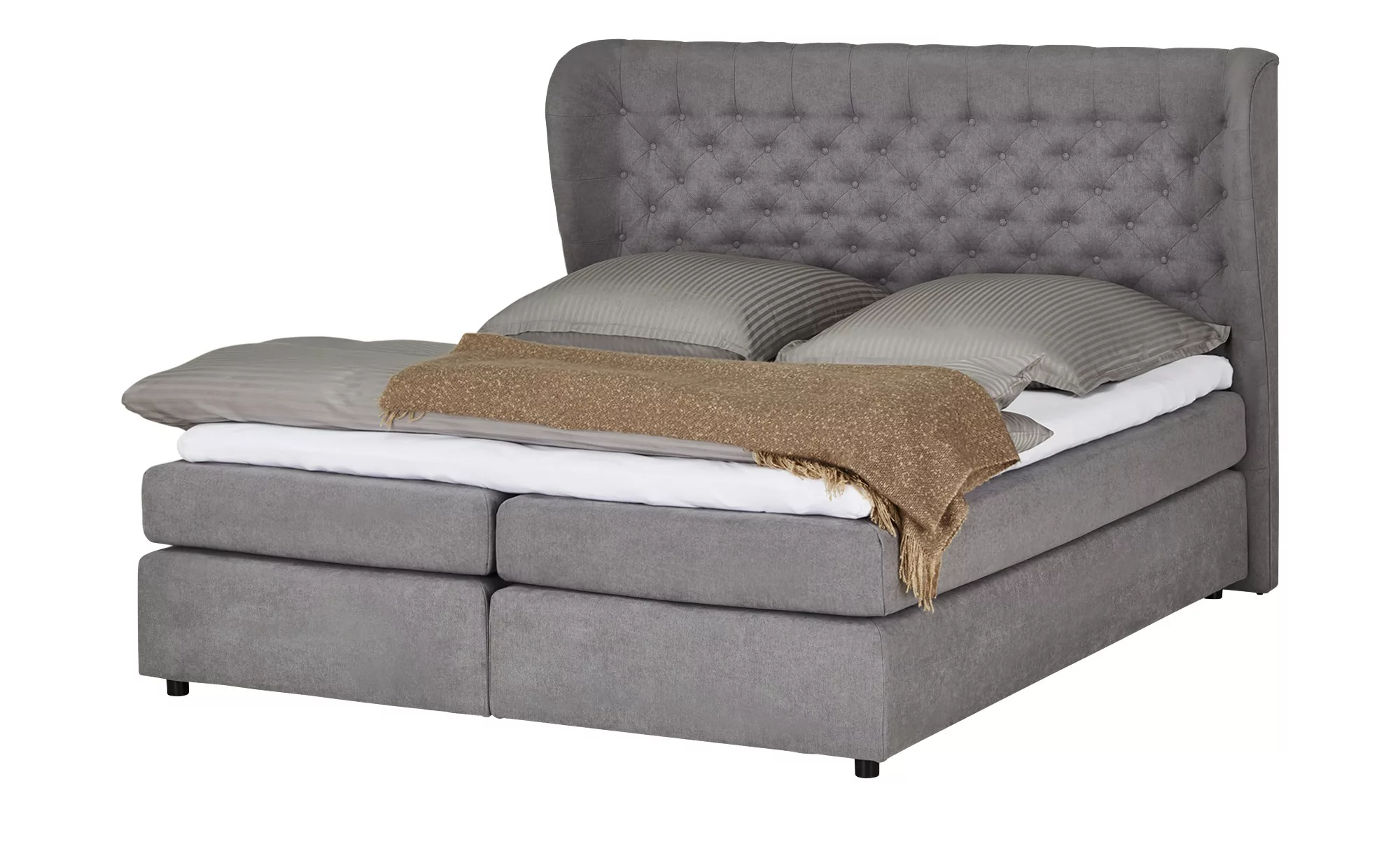 smart Boxspringbett  Queen - grau - 192 cm - 132 cm - 217 cm - Betten > Box günstig online kaufen