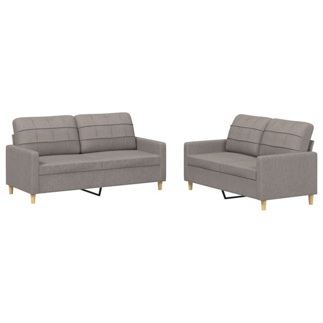 vidaXL Sofa 2-tlg. Sofagarnitur mit Kissen Taupe Stoff günstig online kaufen