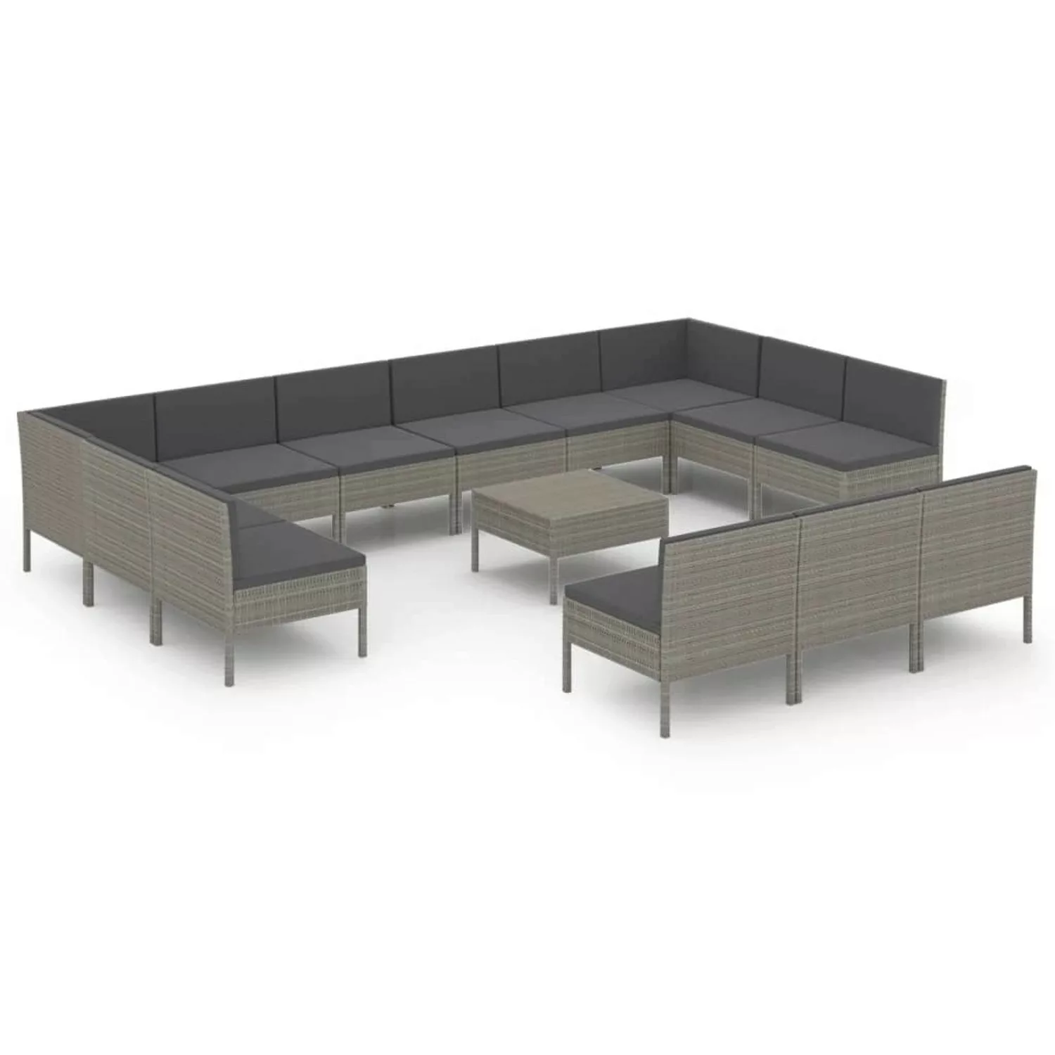 vidaXL 14-tlg Garten-Lounge-Set mit Auflagen Poly Rattan Grau Modell 2 günstig online kaufen