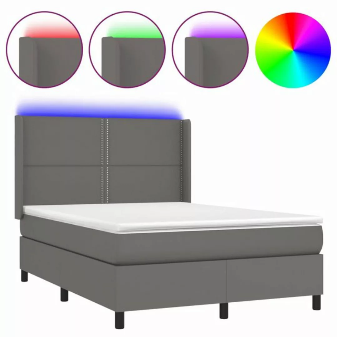 vidaXL Boxspringbett Boxspringbett mit Matratze und LED Kunstleder (140 x 2 günstig online kaufen