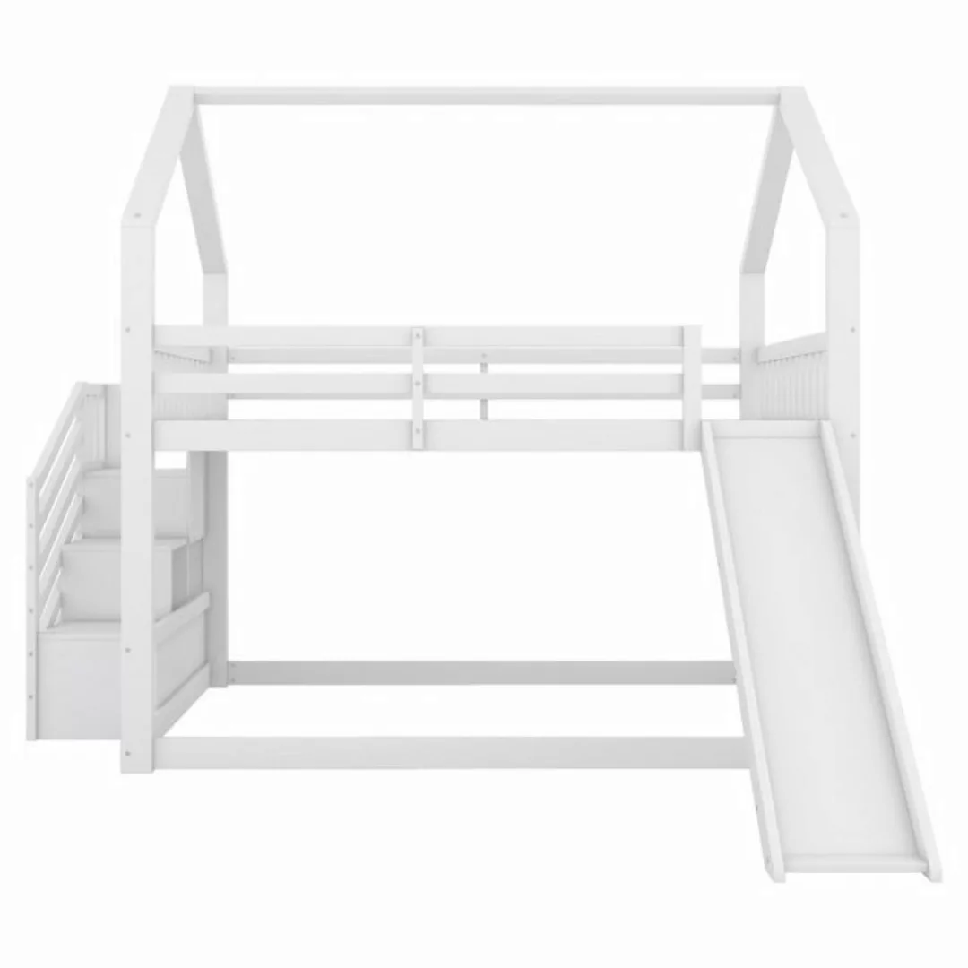 Flieks Etagenbett, Kinderbett mit Treppe & Rutsche & oberem Lattenrost 140x günstig online kaufen