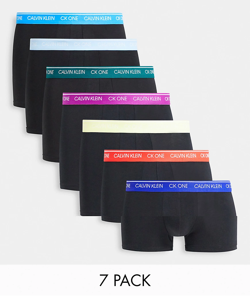Calvin Klein – Unterhosen in Schwarz mit Kontrastbund im 7er-Pack günstig online kaufen