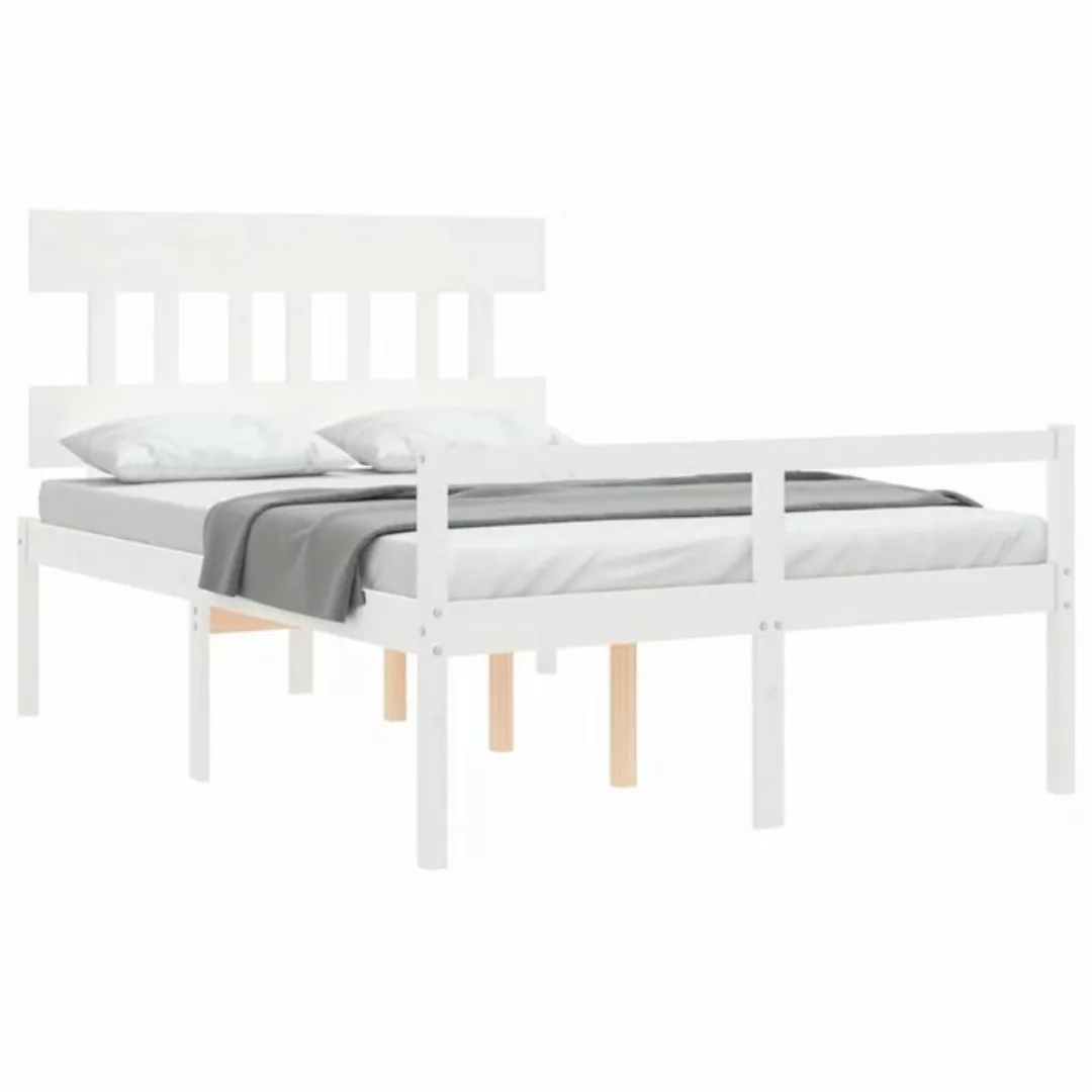 furnicato Bett Seniorenbett mit Kopfteil 120x200 cm Weiß Massivholz (1-tlg) günstig online kaufen