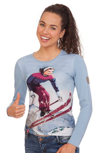 Almgwand Rundhalspullover Longsleeve Damen - BRANDALM - blau günstig online kaufen