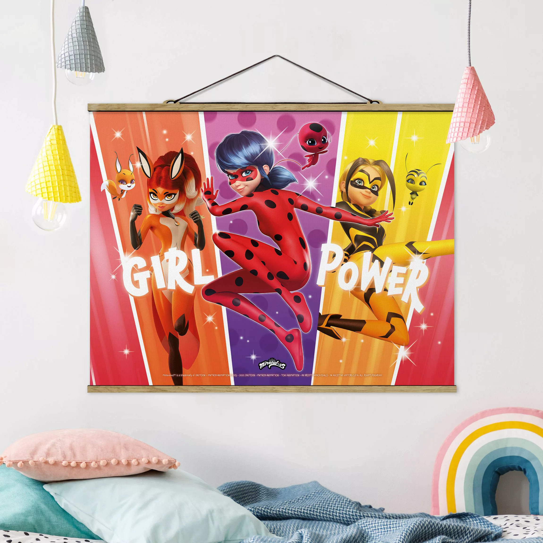 Stoffbild mit Posterleisten Miraculous Regenbogen Girl Power günstig online kaufen