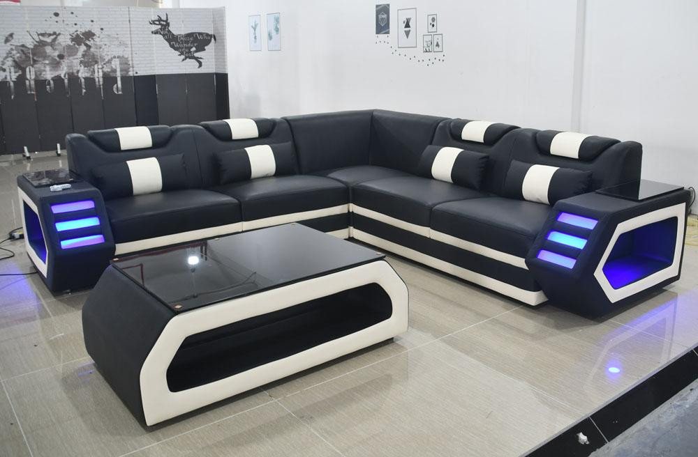 Xlmoebel Ecksofa zeitgemäße Eck-Couch mit Sitzpolstern, Ecksofa mit LED-Bel günstig online kaufen