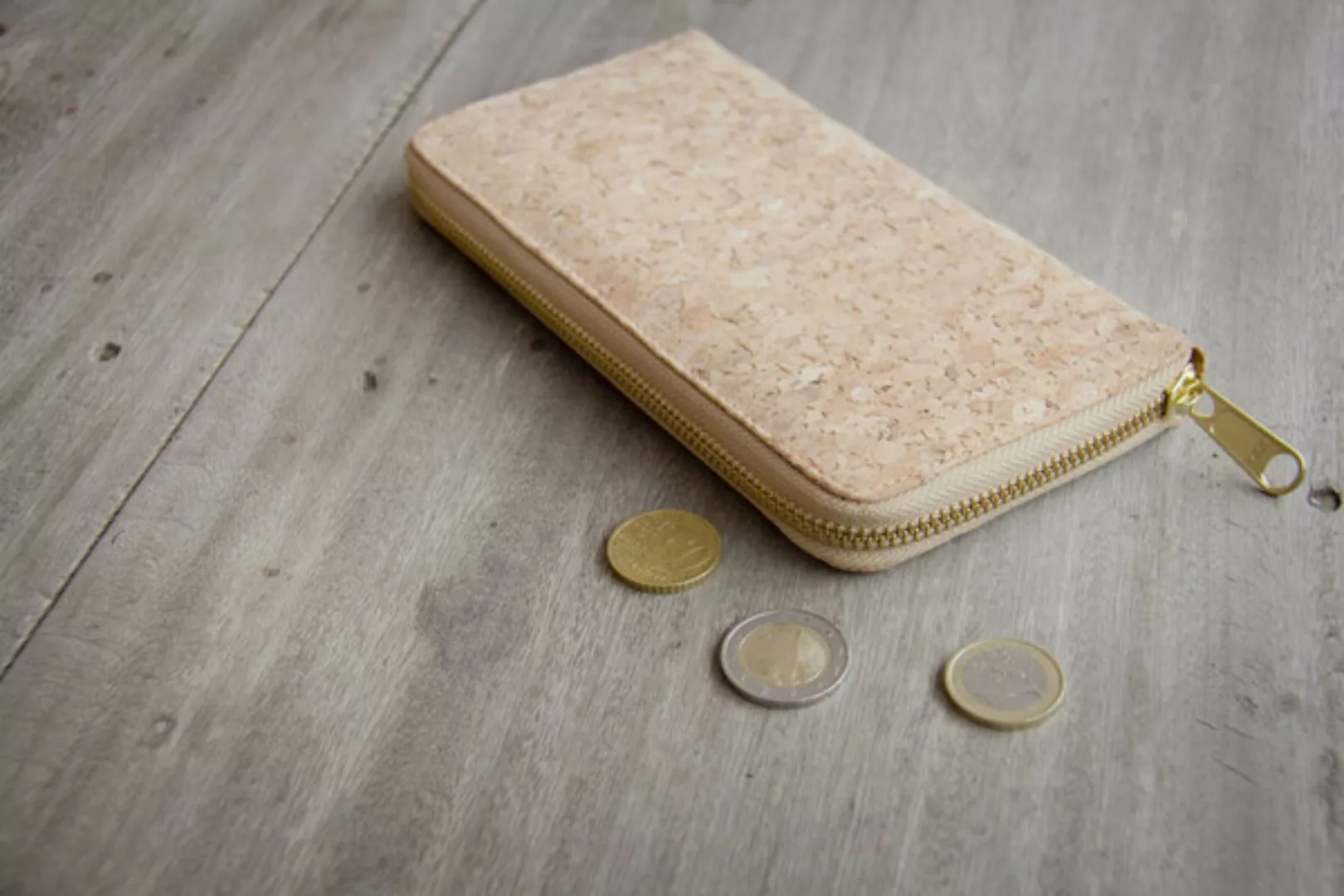 Portemonnaie - Vegan Cork Wallet, Brieftasche Aus Kork Mit Zipper günstig online kaufen