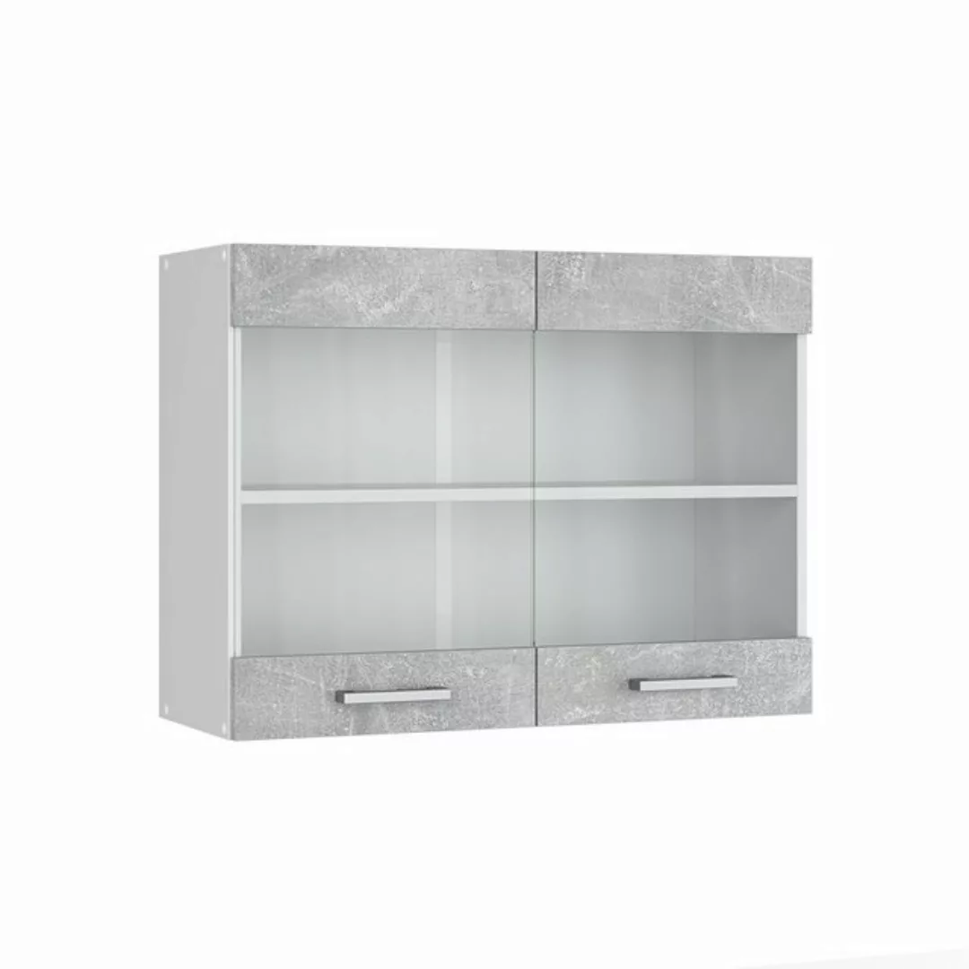 Vicco Hängeglasschrank 80 cm Beton grau günstig online kaufen