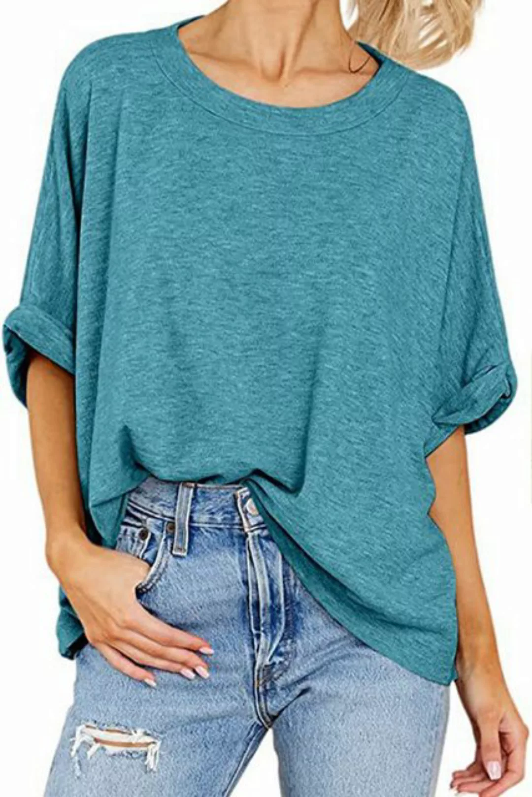 JDMGZSR Blusentop Damen sommer T-shirt freizeit Rundhalsshirt komfortabel O günstig online kaufen