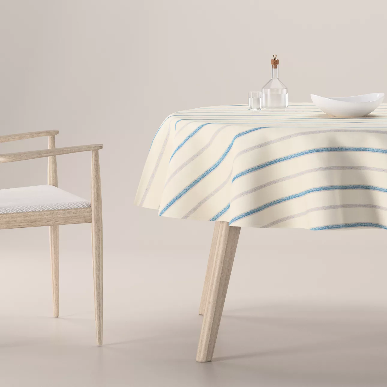 Runde Tischdecke, creme- blau gestreift, Avinon (129-66) günstig online kaufen