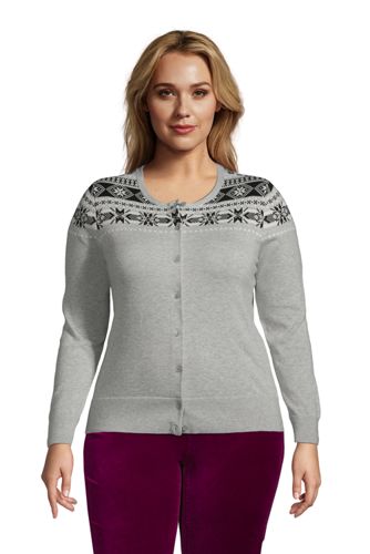 Supima Feinstrick-Cardigan Colorblock-Jacquard in großen Größen, Damen, Grö günstig online kaufen