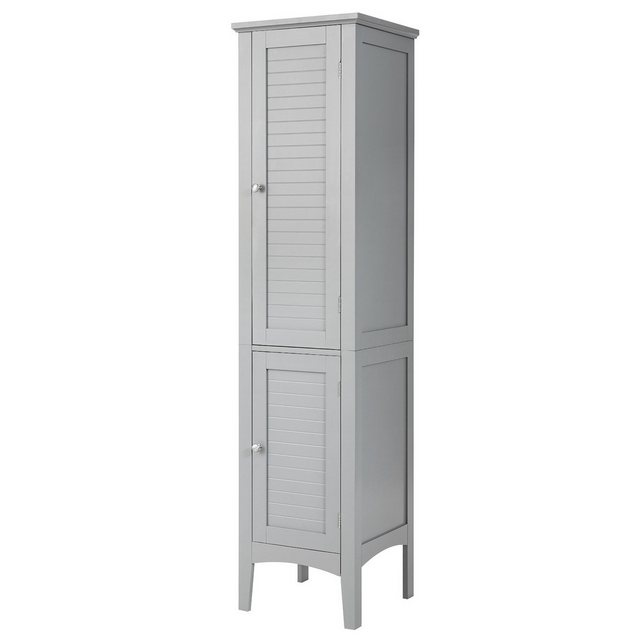 COSTWAY Hochschrank Bad,schmal,mit 2 Lamellentür,5 Fächern,37x37x160cm günstig online kaufen