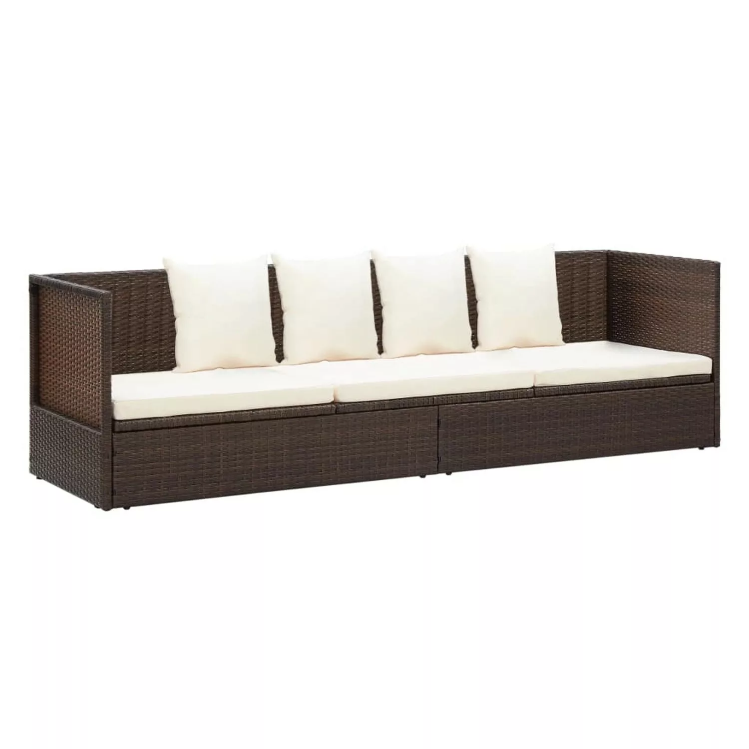 Outdoor-lounge-bett Mit Polster & Kissen Poly Rattan Braun günstig online kaufen