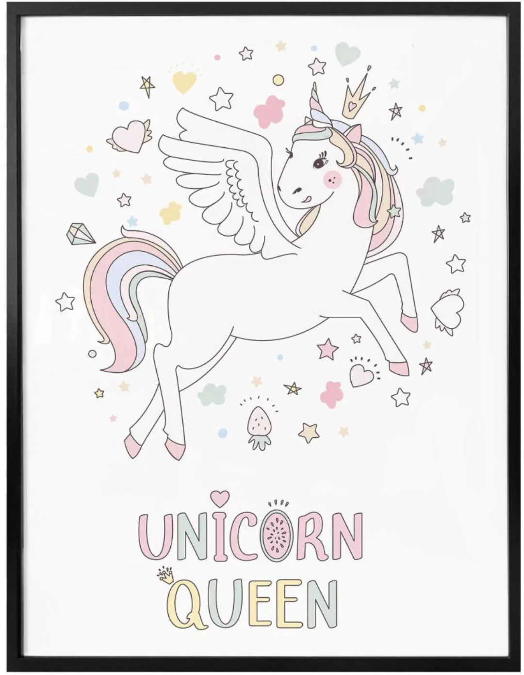 Wall-Art Poster "Magisches Einhorn mit Krone", Kinder, (1 St.), Poster ohne günstig online kaufen