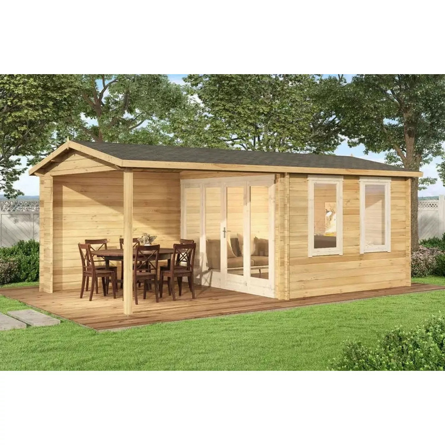 Alpholz Holz-Gartenhaus Graz-44 Satteldach Tauchimprägniert 920 cm x 622 cm günstig online kaufen