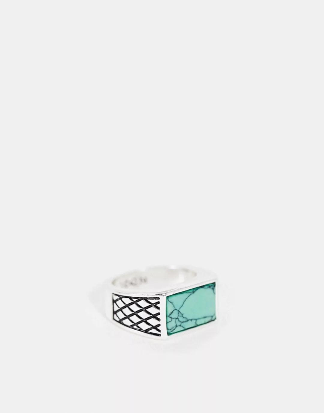 Icon Brand – Silberfarbener Ring mit Halbedelstein günstig online kaufen