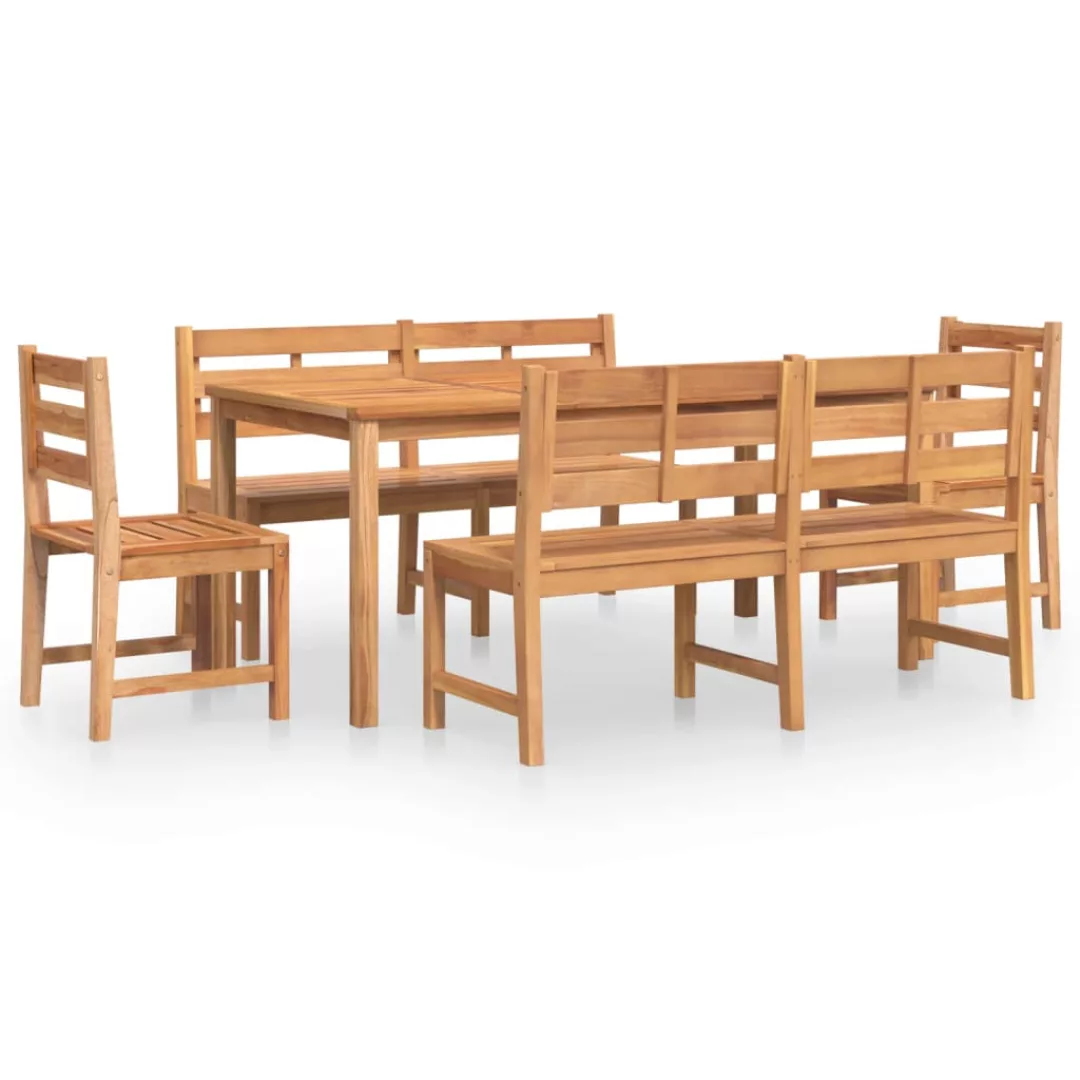 Vidaxl 5-tlg. Garten-essgruppe Massivholz Teak günstig online kaufen