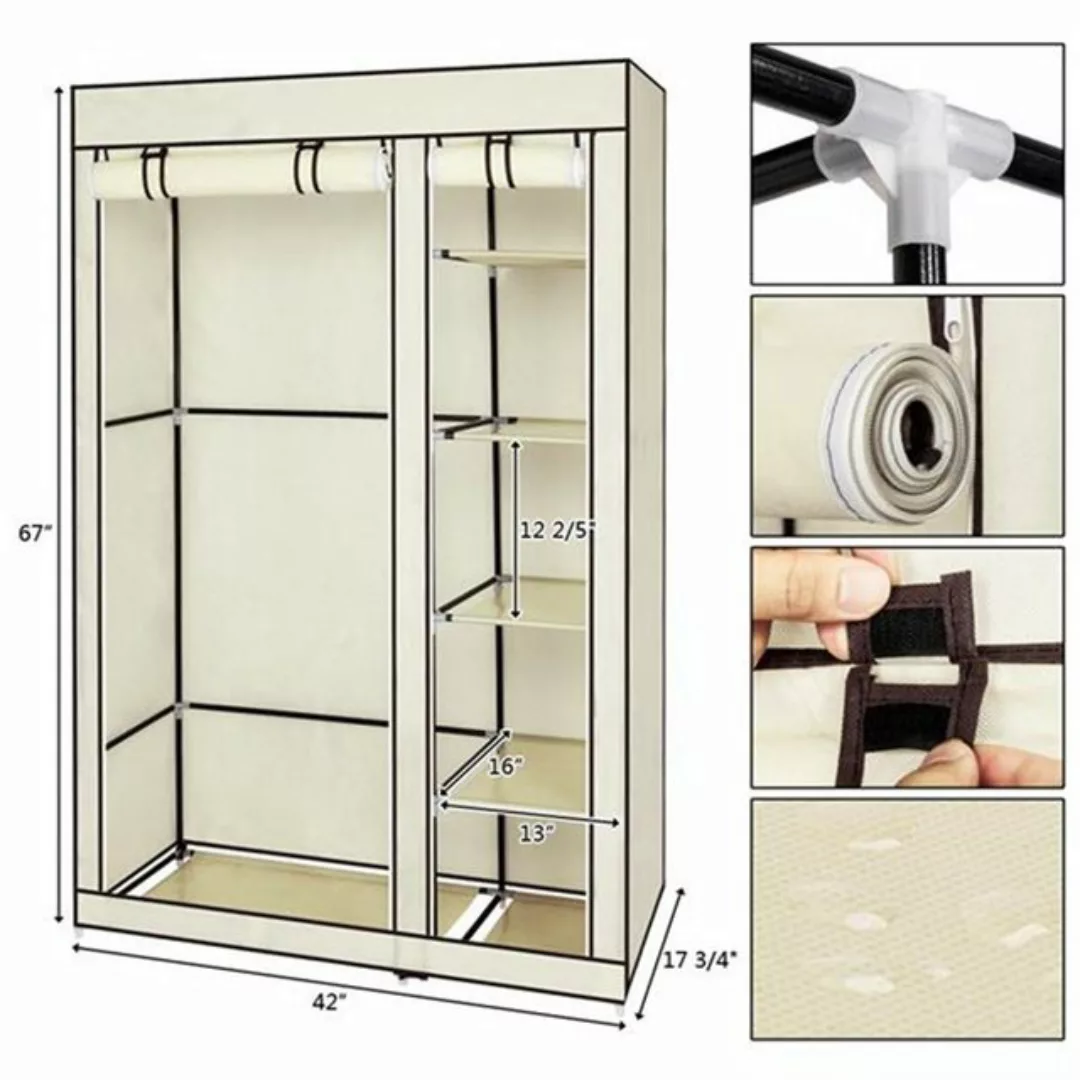 XDeer Kleiderschrank Tragbarer Kleiderschrank Stoffschrank,Garderobe mit Vl günstig online kaufen