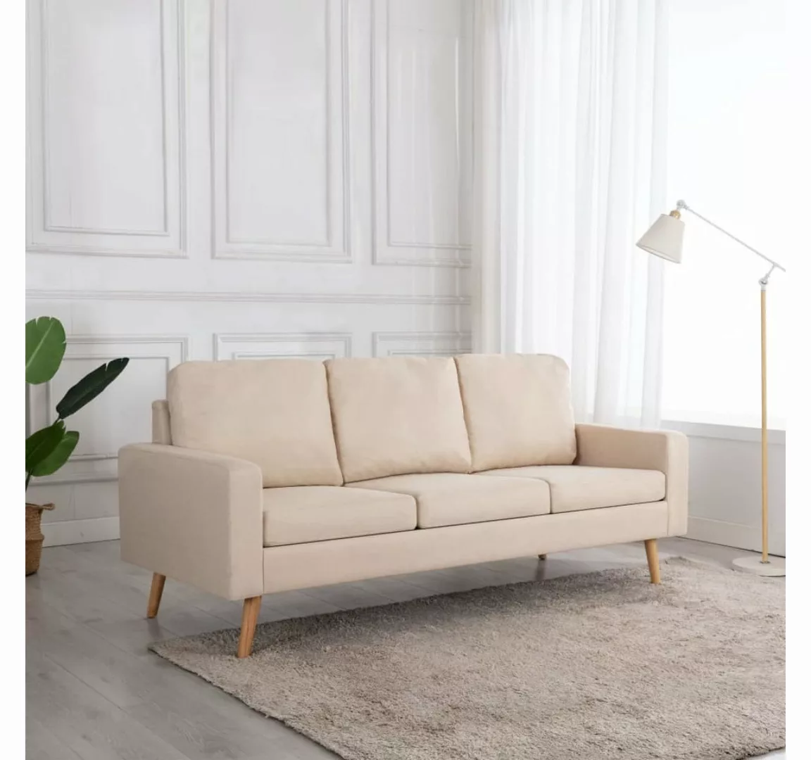 vidaXL Sofa 3-Sitzer-Sofa Creme Stoff Couch günstig online kaufen