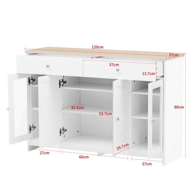 Furnishings Home Beistellschrank Schließfach + 2 Schubladen + 4 Türen (Set, günstig online kaufen