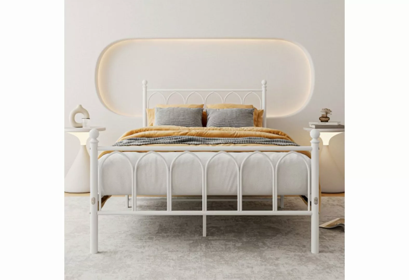 OKWISH Metallbett Metallbett Einzelbett Jugendzimmer mit Lattenrost ohne Ma günstig online kaufen