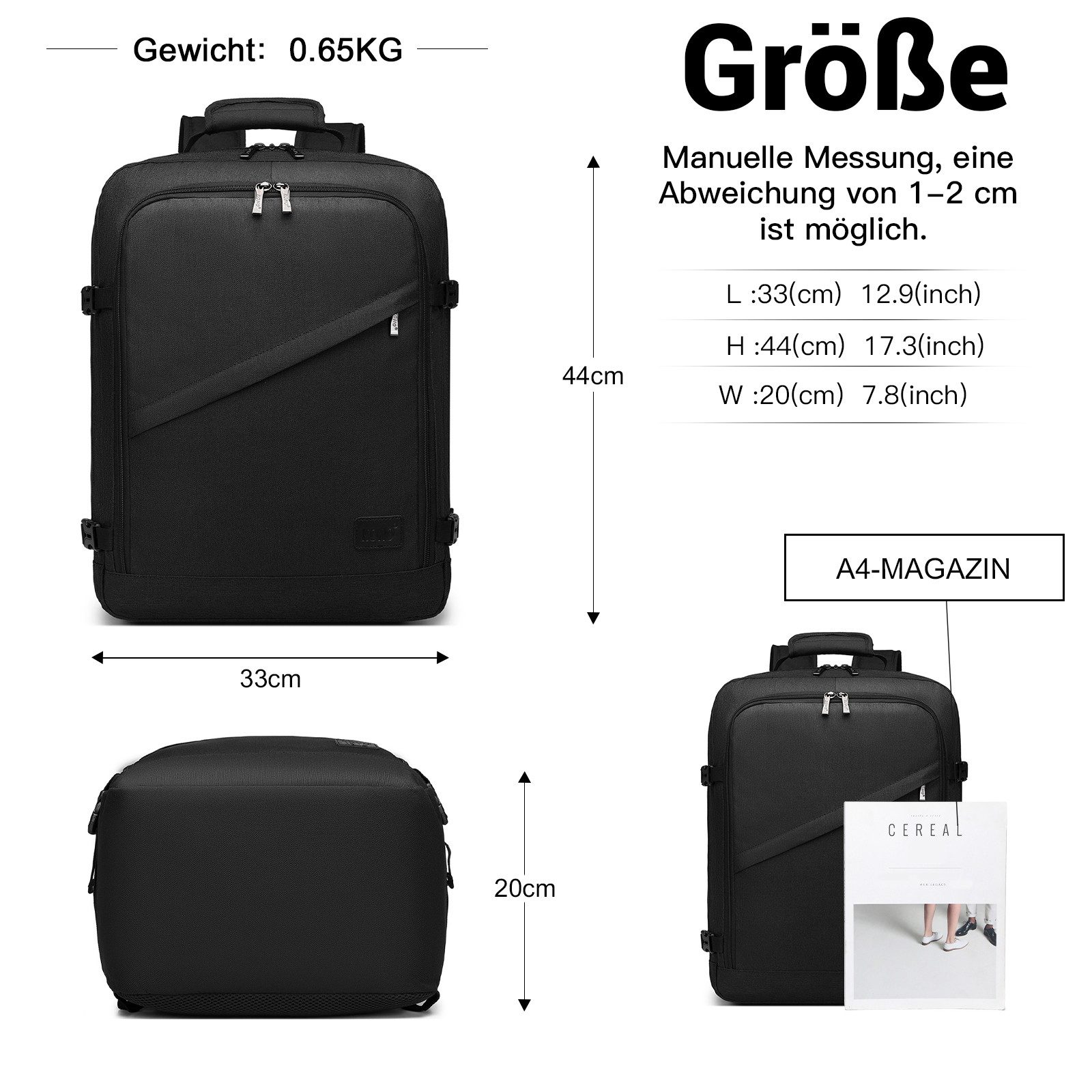 KONO Rucksack Handgepäck-Rucksack mit vielen Fächern günstig online kaufen