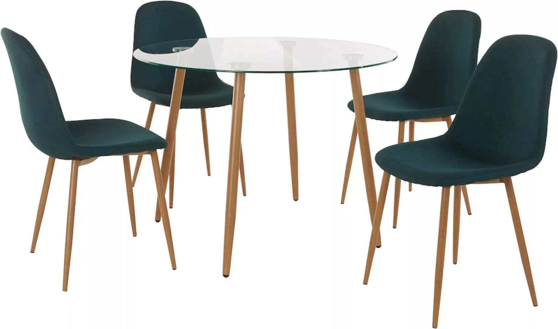 INOSIGN Essgruppe »Miller«, (Set, 5 tlg.), Glastisch mit 4 Stühlen (Webstof günstig online kaufen