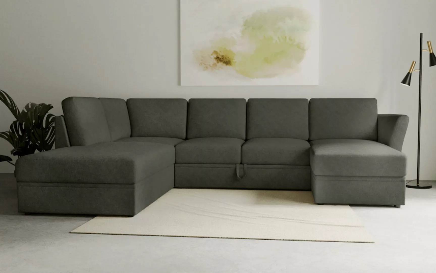 Home affaire Wohnlandschaft "Lavars Schlafsofa", mit Bettfunktion und Staur günstig online kaufen