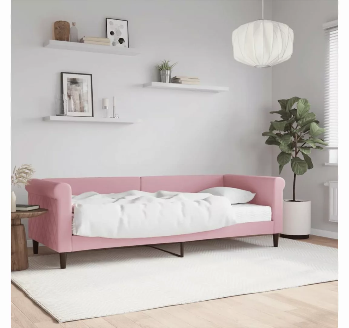 vidaXL Gästebett Gästebett Tagesbett mit Matratze Rosa 80x200 cm Samt Bett günstig online kaufen