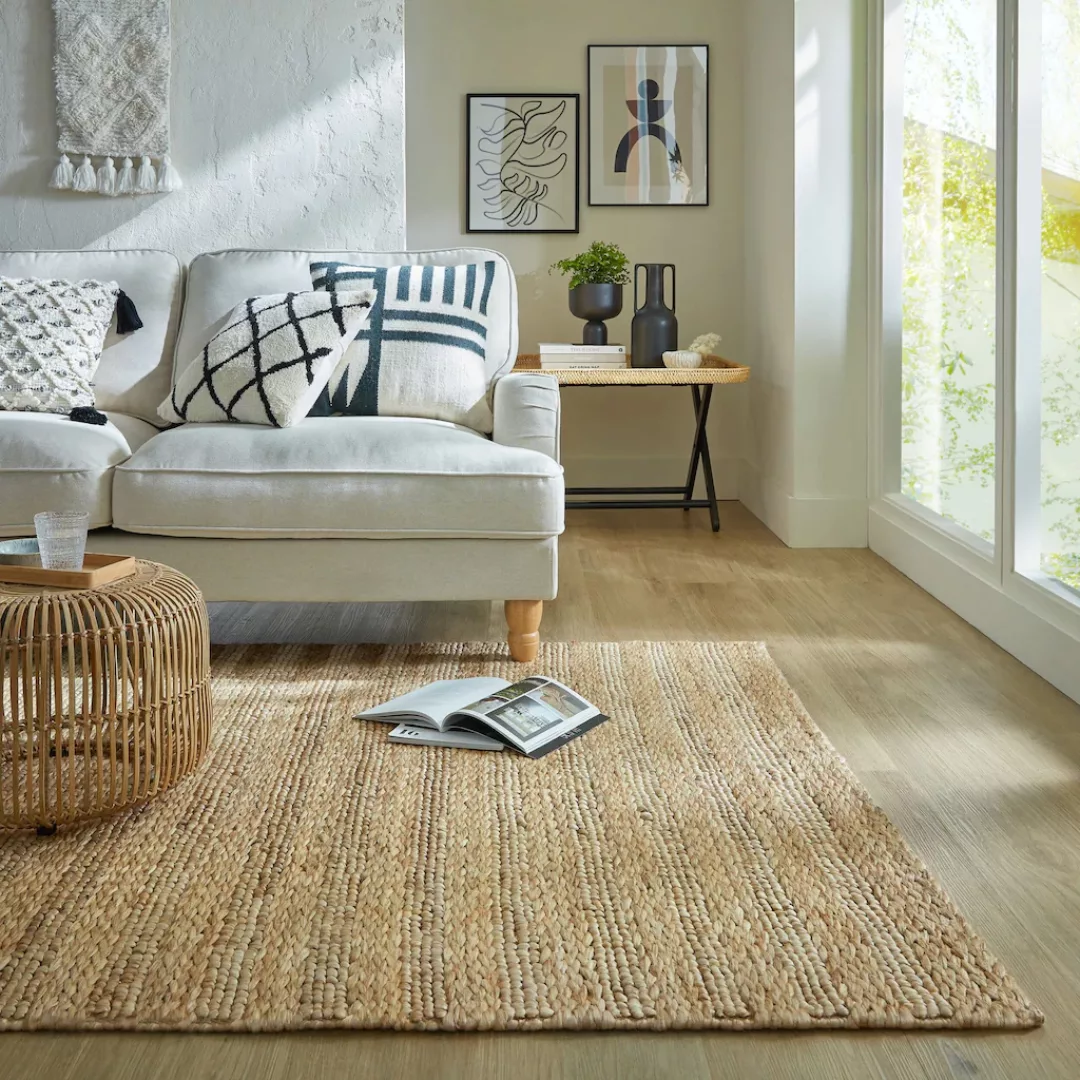 FLAIR RUGS Teppich »Drew Stripe«, rechteckig, Drew Braid Jute-Streifenteppi günstig online kaufen