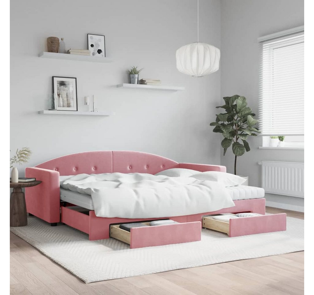 vidaXL Gästebett Gästebett Tagesbett Ausziehbar mit Schubladen Rosa 90x200 günstig online kaufen