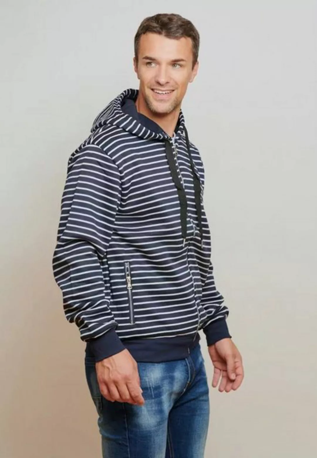 FORBEST Hoodie Warme Kapuzen Jacke Gestreifter Full Zip Sweat Hoodie 4379 i günstig online kaufen