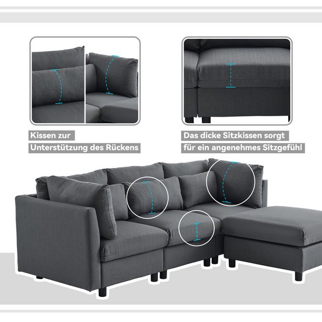 HAUSS SPLOE Sofa Schlafsofa 4-Sitzer-Sofa weiches Sofa Wohnzimmersofa mit K günstig online kaufen