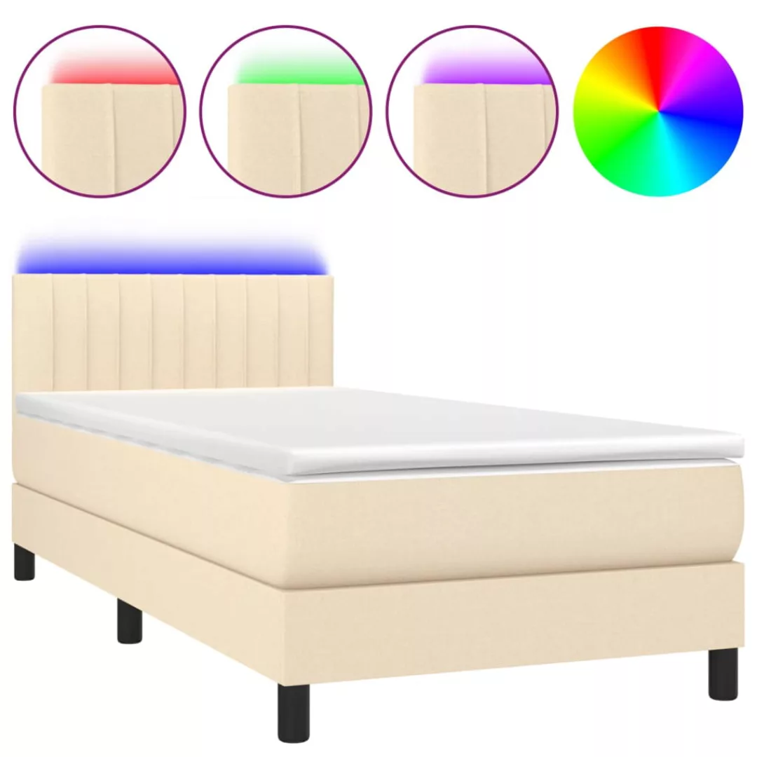 Vidaxl Boxspringbett Mit Matratze & Led Creme 100x200 Cm Stoff günstig online kaufen