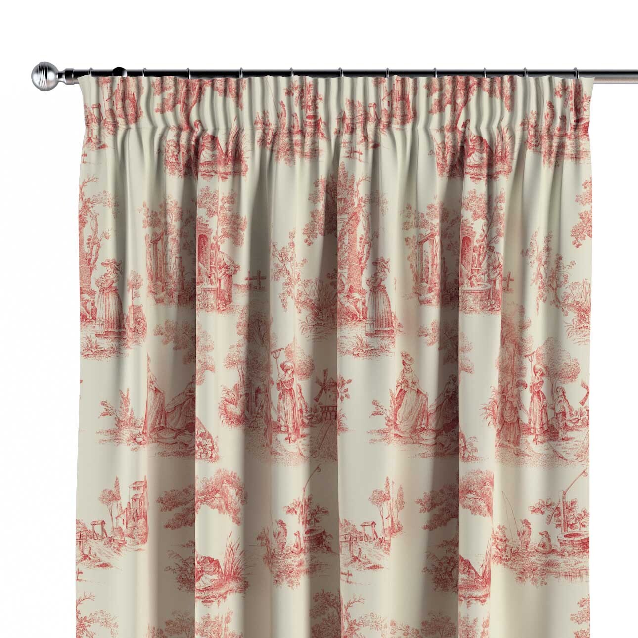 Vorhang mit Kräuselband, creme- rot, Avinon (132-15) günstig online kaufen