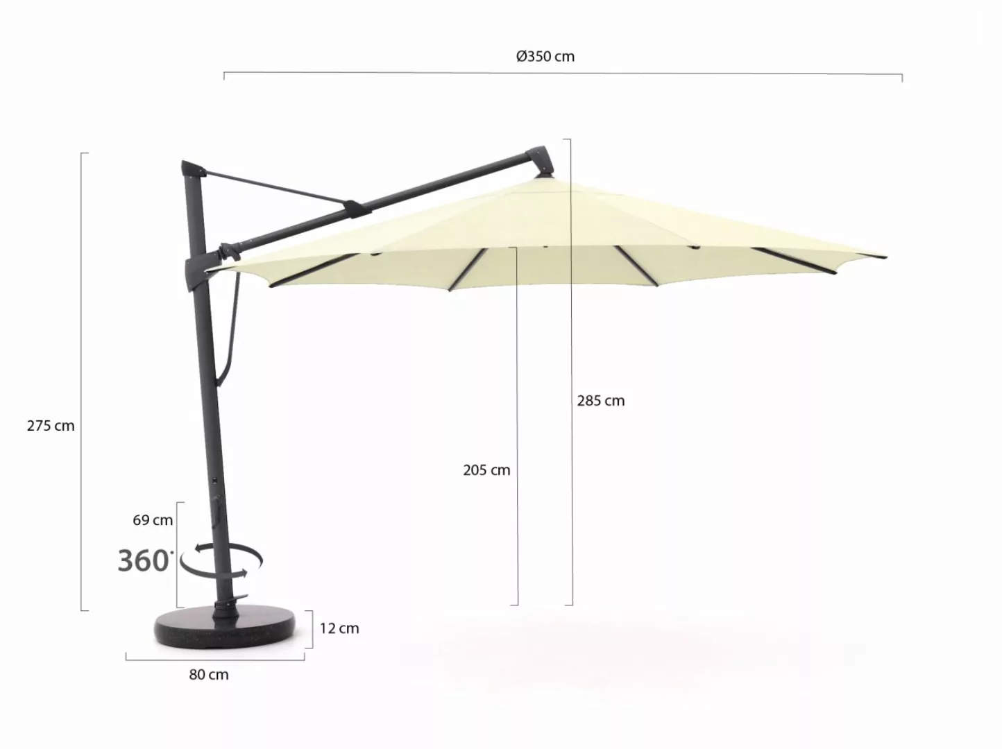 Glatz Sombrano S+ Easy Ampelschirm ø 350 cm günstig online kaufen