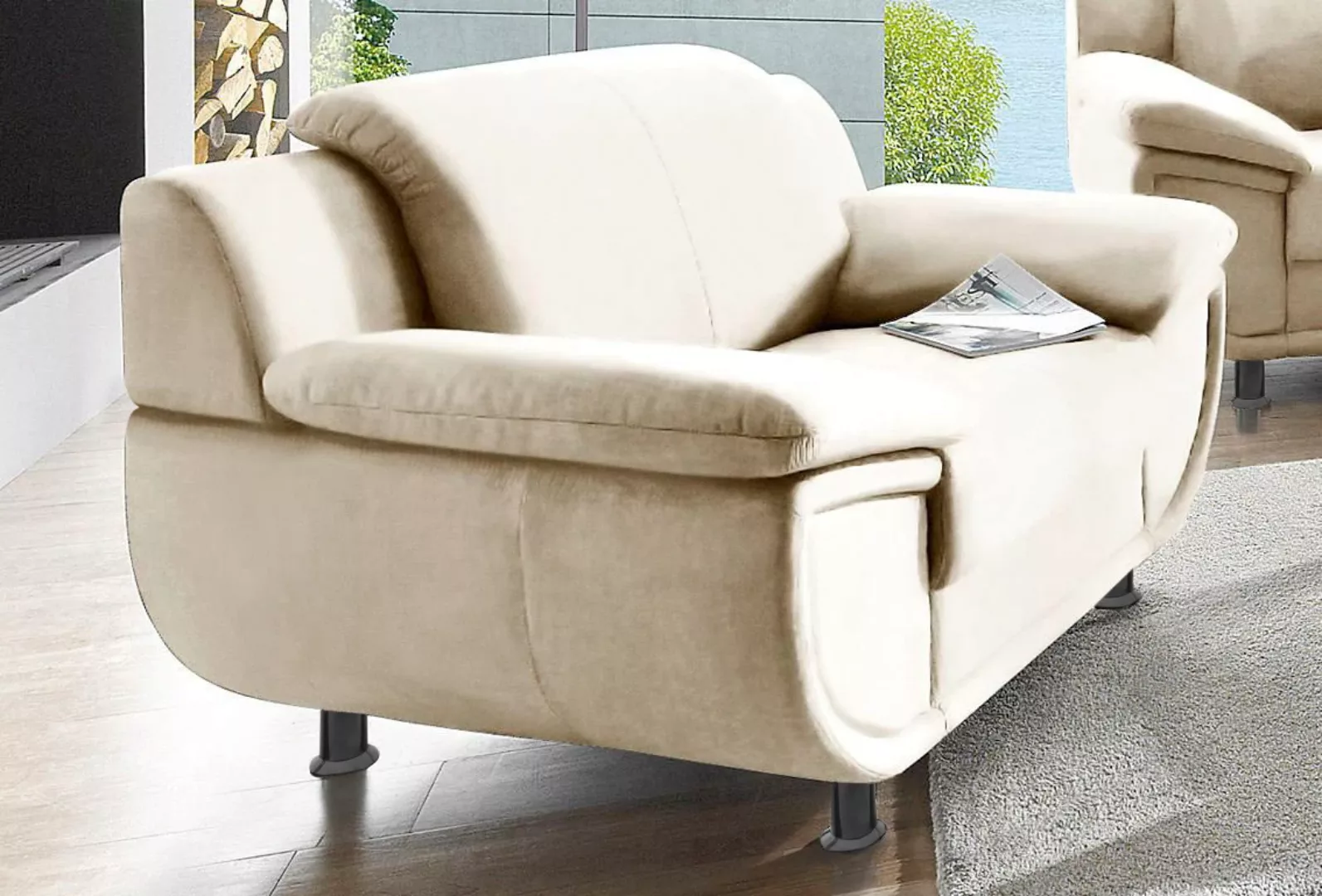 TRENDMANUFAKTUR Sessel »Rondo, Loungesessel«, Füße schwarz, wahlweise mit F günstig online kaufen