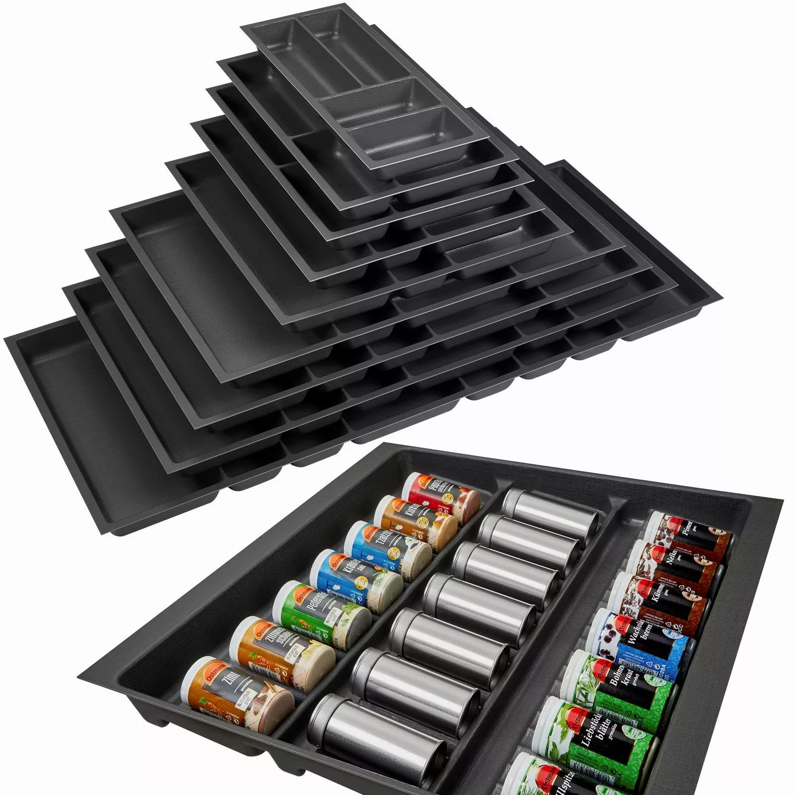 SO-TECH® Besteckeinsatz Orga-Box 2 silbergrau Canvas günstig online kaufen
