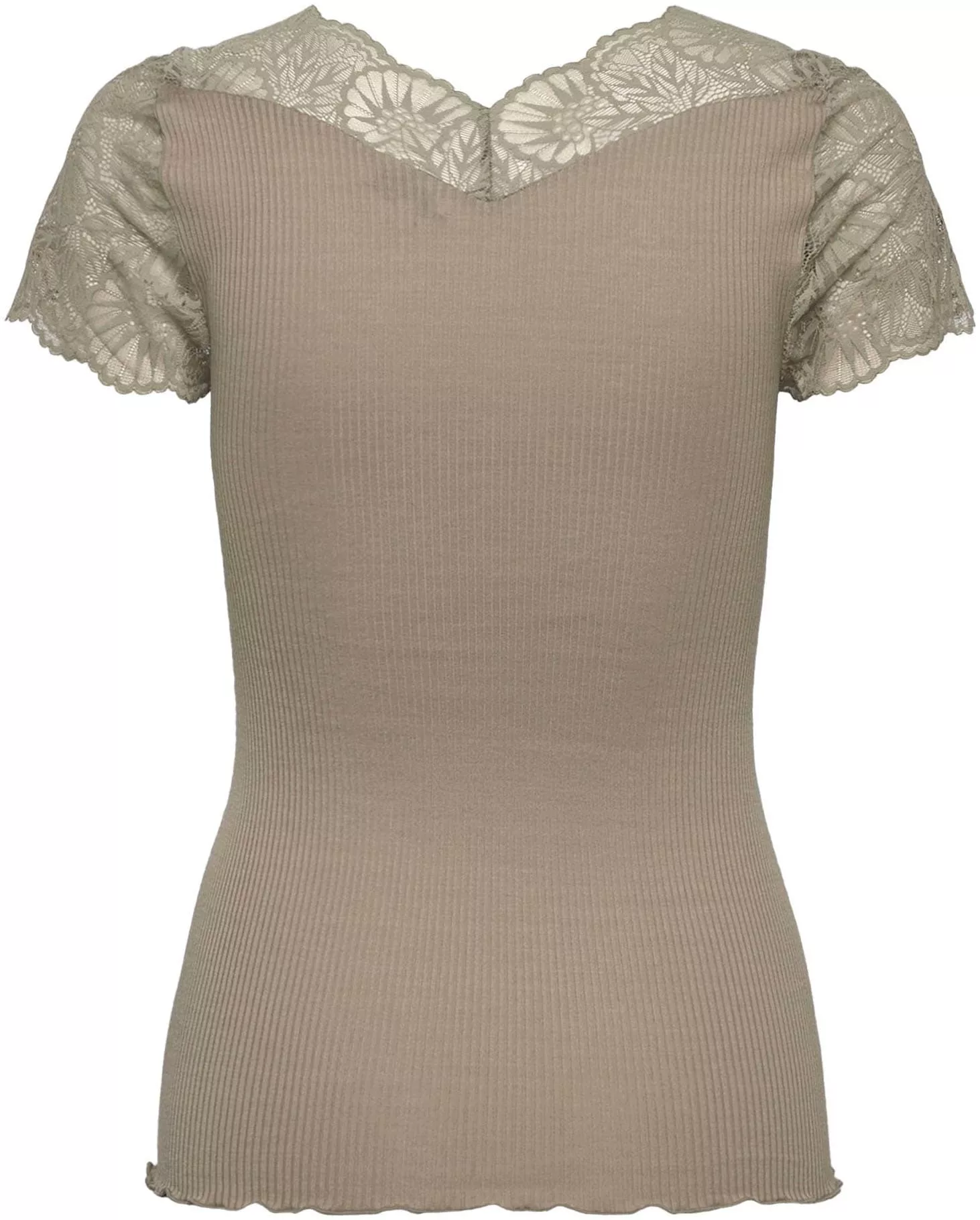 rosemunde T-Shirt, elastischer Vintage-Spitzenbesatz, Kurzarm, gewellter Sa günstig online kaufen