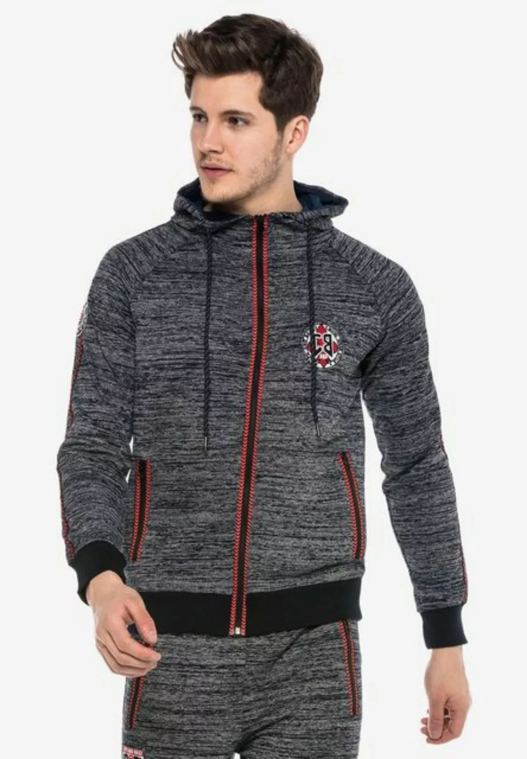 Cipo & Baxx Sweatjacke mit kontrastfarbenen Nähten günstig online kaufen