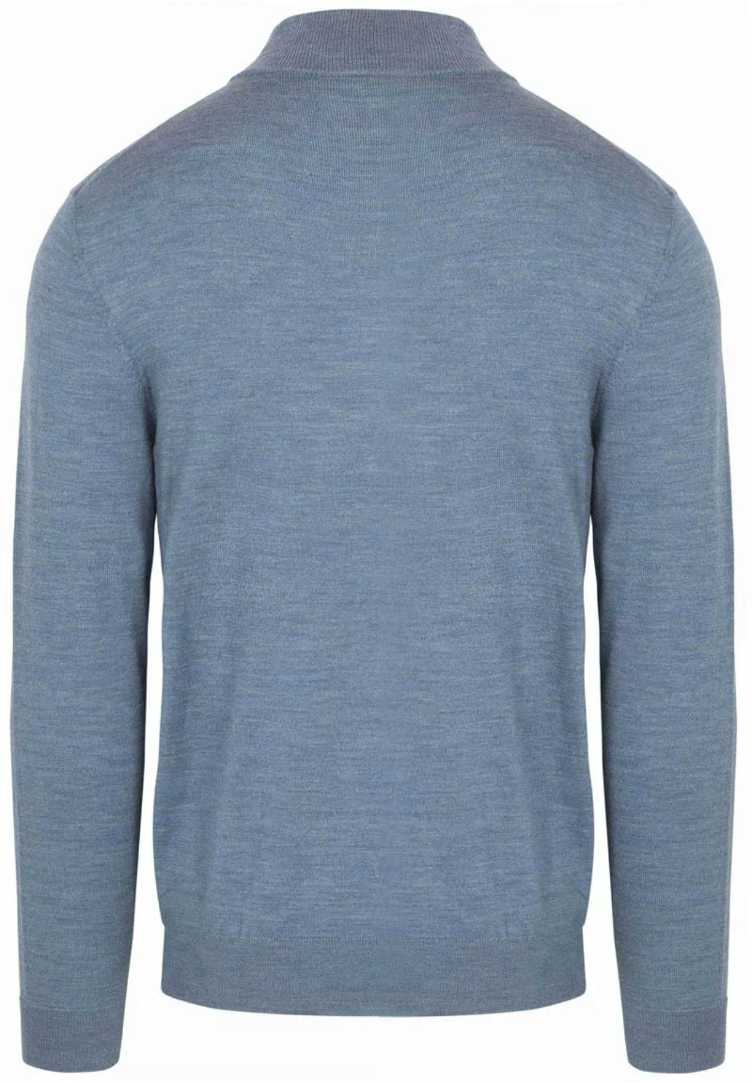 Profuomo Half Zip Pullover Merinowolle Melange Blau - Größe M günstig online kaufen