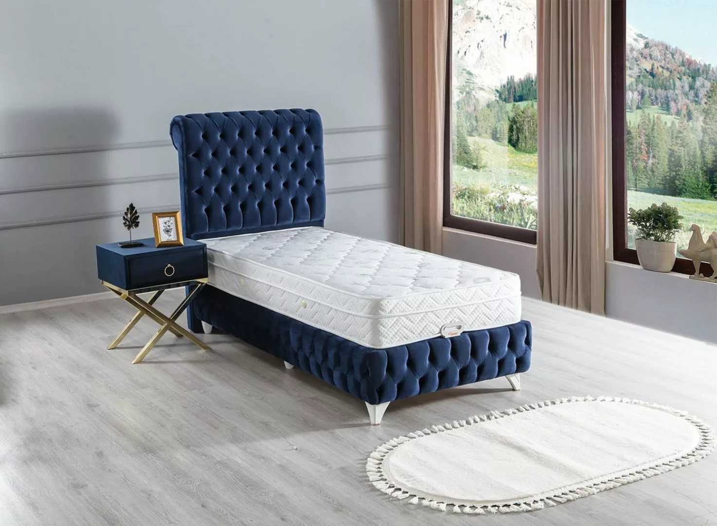 Villa Möbel Polsterbett BLAUE DIAMANT (Bett Set, Bettset), Bettkasten mit X günstig online kaufen