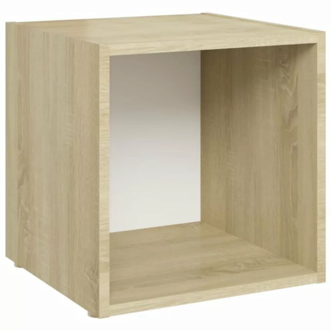 Tv-schrank Weiß Sonoma-eiche 37x35x37 Cm Spanplatte günstig online kaufen