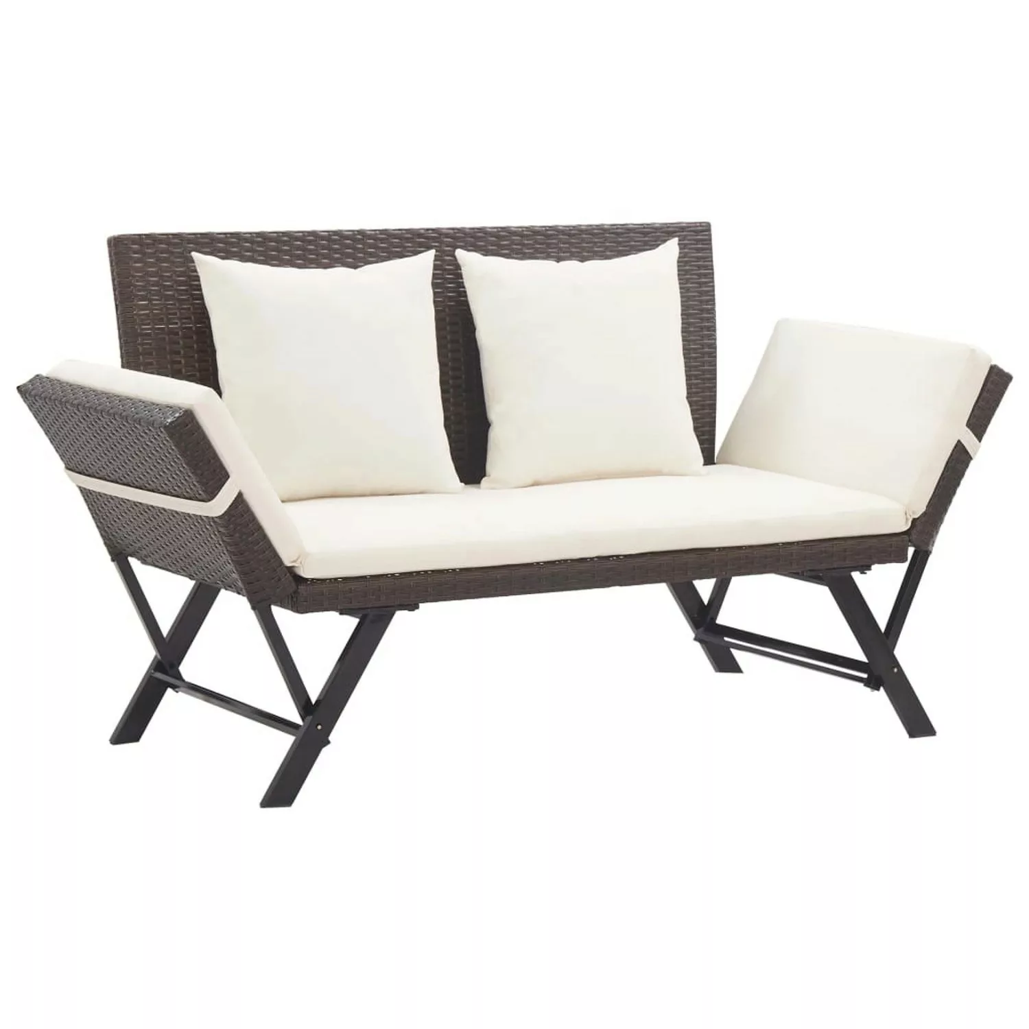 furnicato Gartenbank mit Auflagen 176 cm Braun Poly Rattan günstig online kaufen