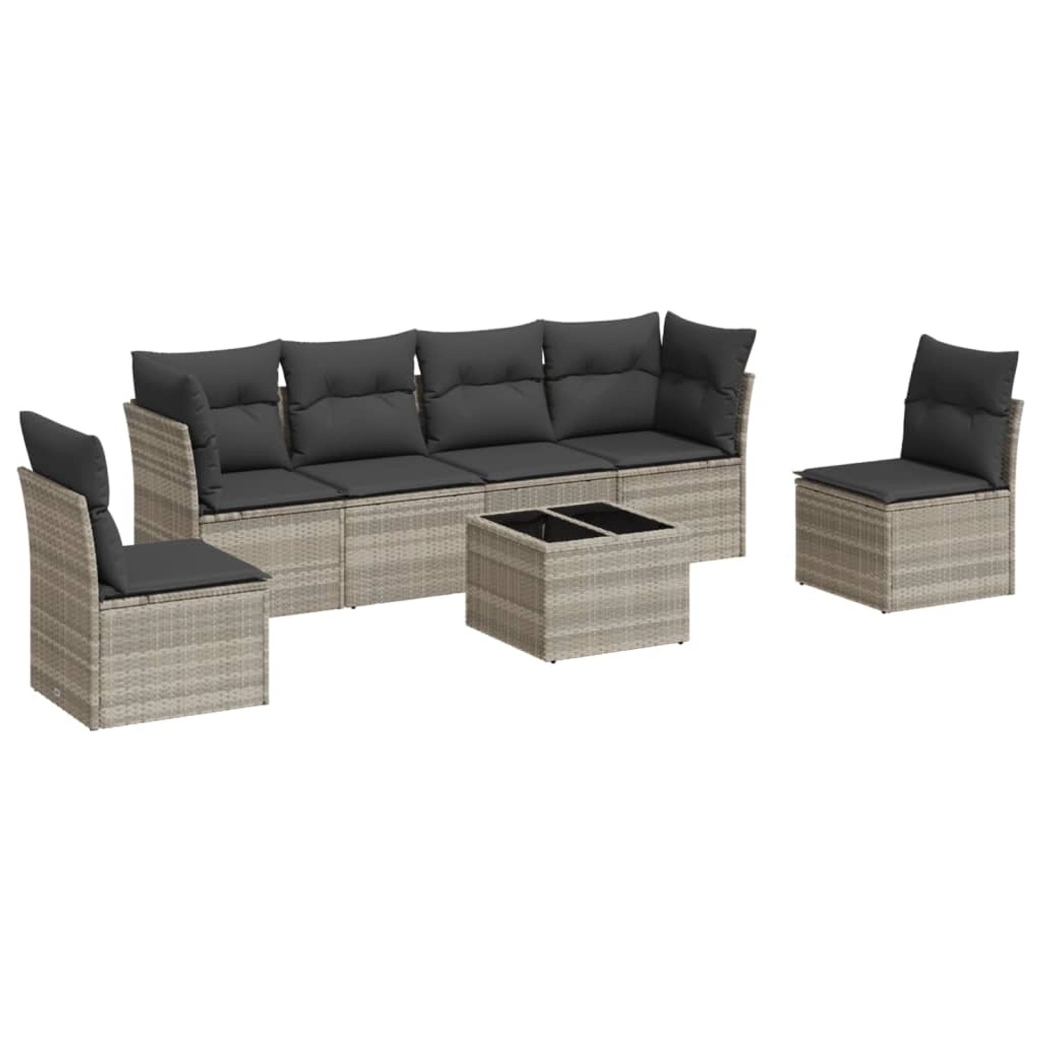 vidaXL 7-Tlg Garten-Sofagarnitur mit Kissen Hellgrau Poly Rattan 3217382 günstig online kaufen