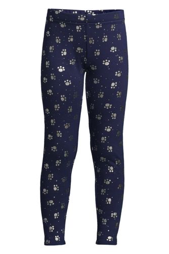 Fleece-Leggings, Größe: 152-158, Blau, by Lands' End, Tiefsee Glitzer Pfote günstig online kaufen