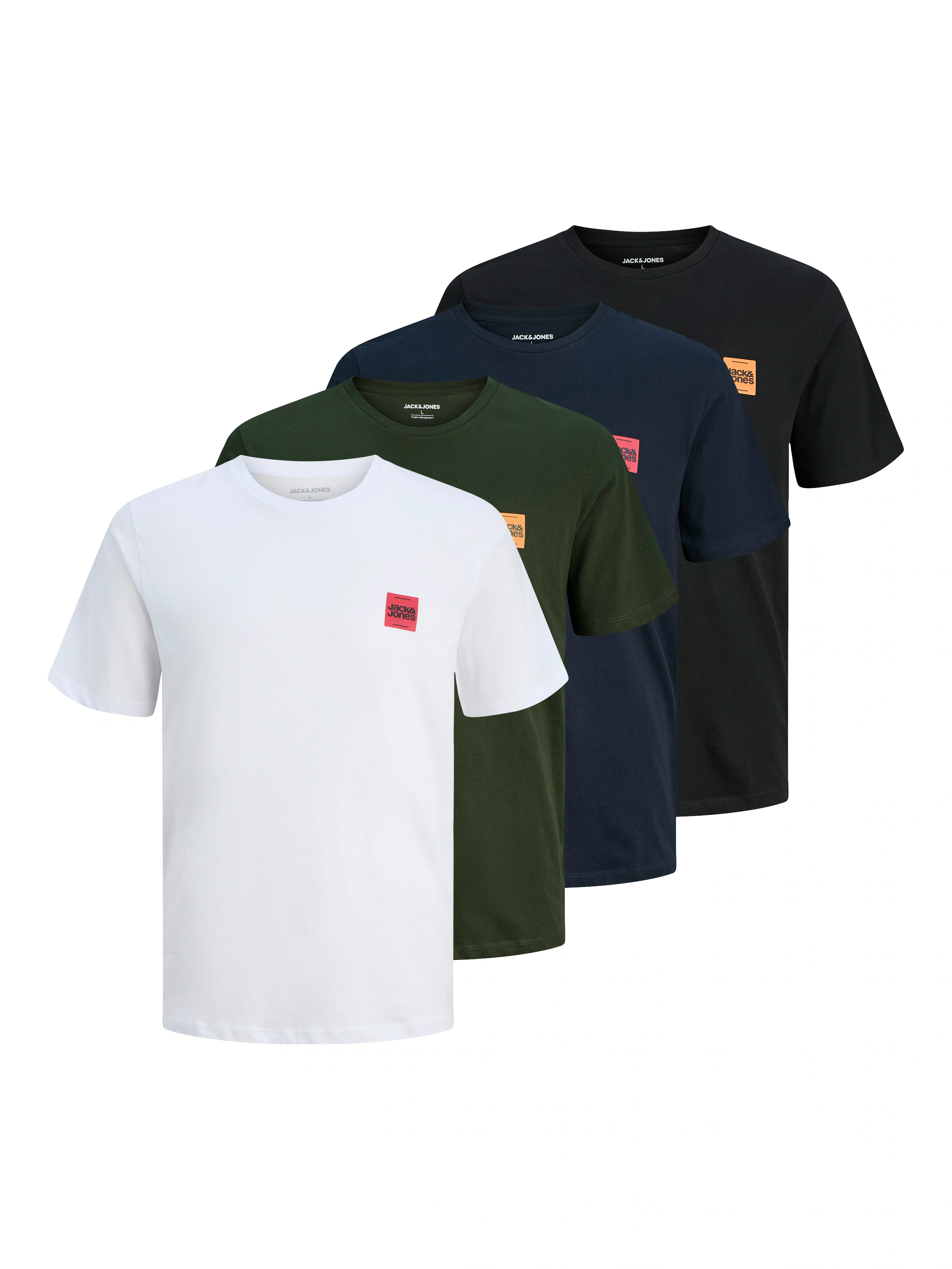 Jack & Jones Kurzarmshirt "JJBRANDY TEE SS CREW NECK 4PK MP", (Packung, 3 t günstig online kaufen