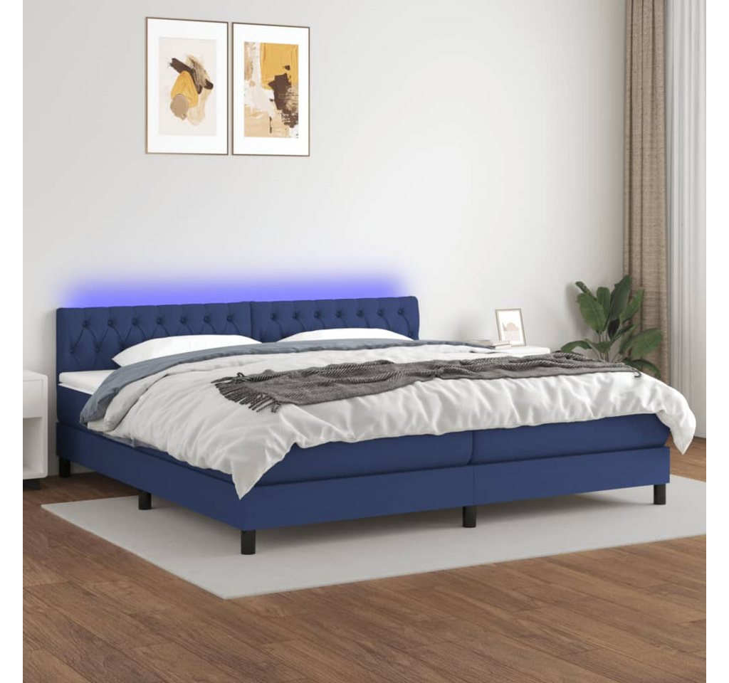 vidaXL Boxspringbett Boxspringbett mit Matratze LED Blau 200x200 cm Stoff B günstig online kaufen