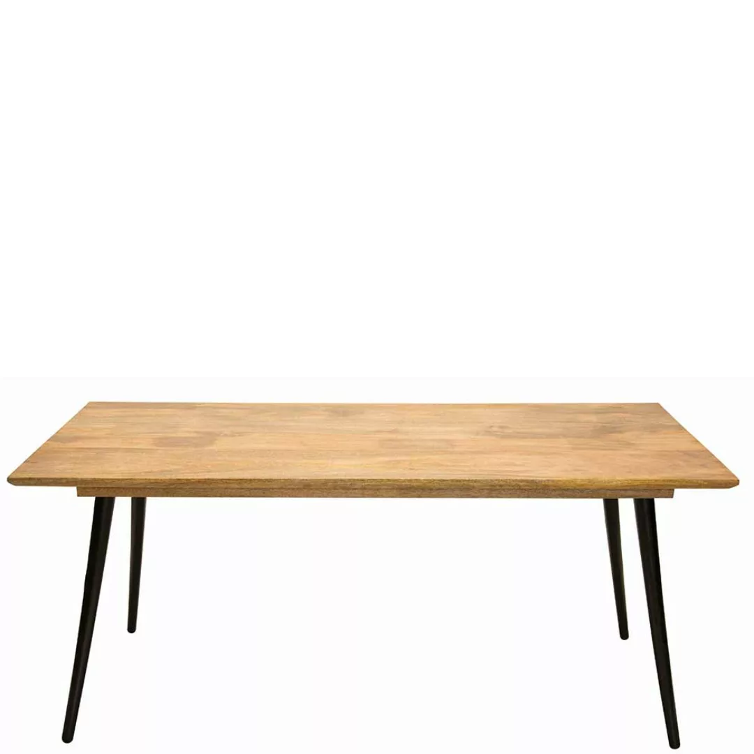 Esszimmer Tisch aus Mangobaum Massivholz und Metall Retro Design günstig online kaufen