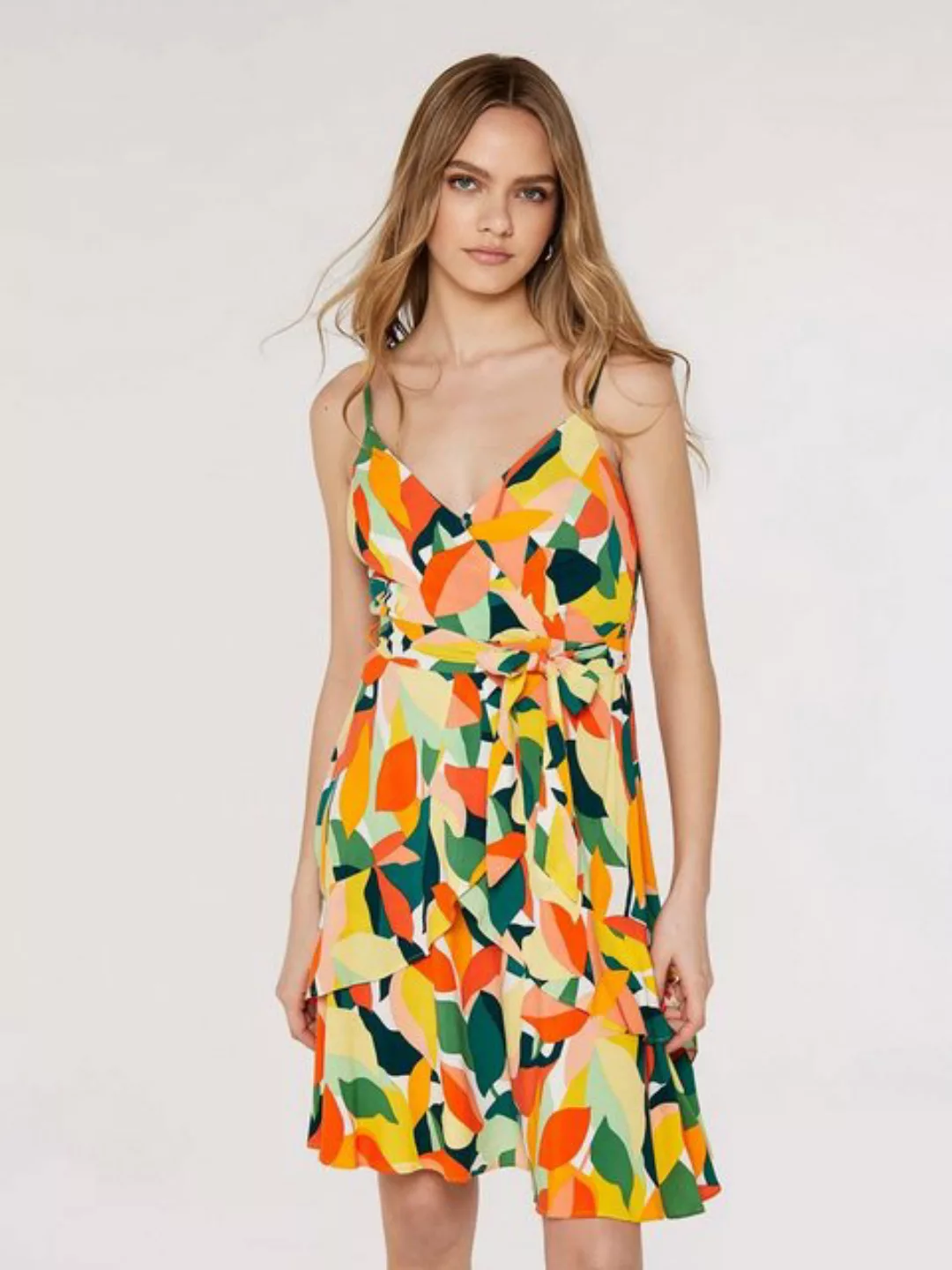 Apricot Minikleid Colourblock Leaf Cami Dress, (Fabric belt) in Wickeloptik günstig online kaufen
